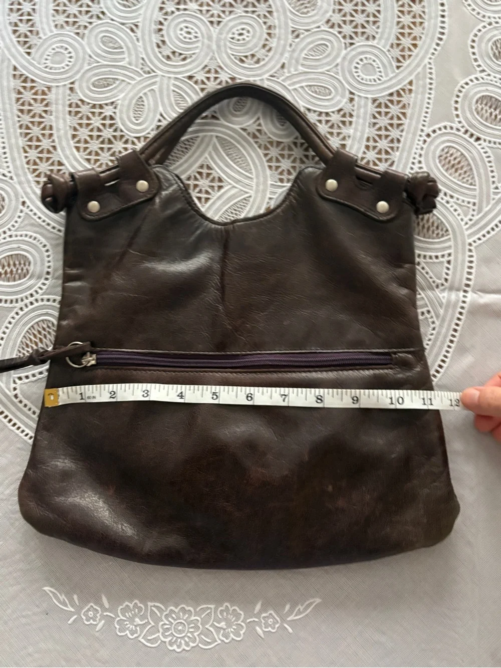 HOBO Dark Plum Leather Hobo Bag with Front Zip